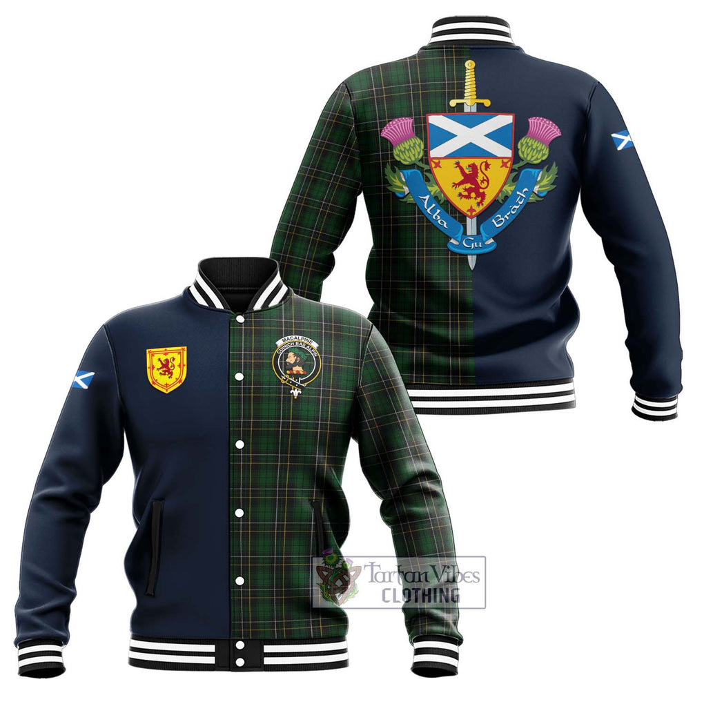 Tartan Vibes Clothing MacAlpine Tartan Baseball Jacket with Scottish Lion Royal Arm Half Style