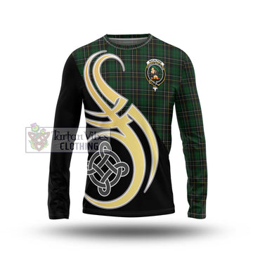 MacAlpine Tartan Long Sleeve T-Shirt with Family Crest and Celtic Symbol Style Unisex - Tartan Vibes Clothing