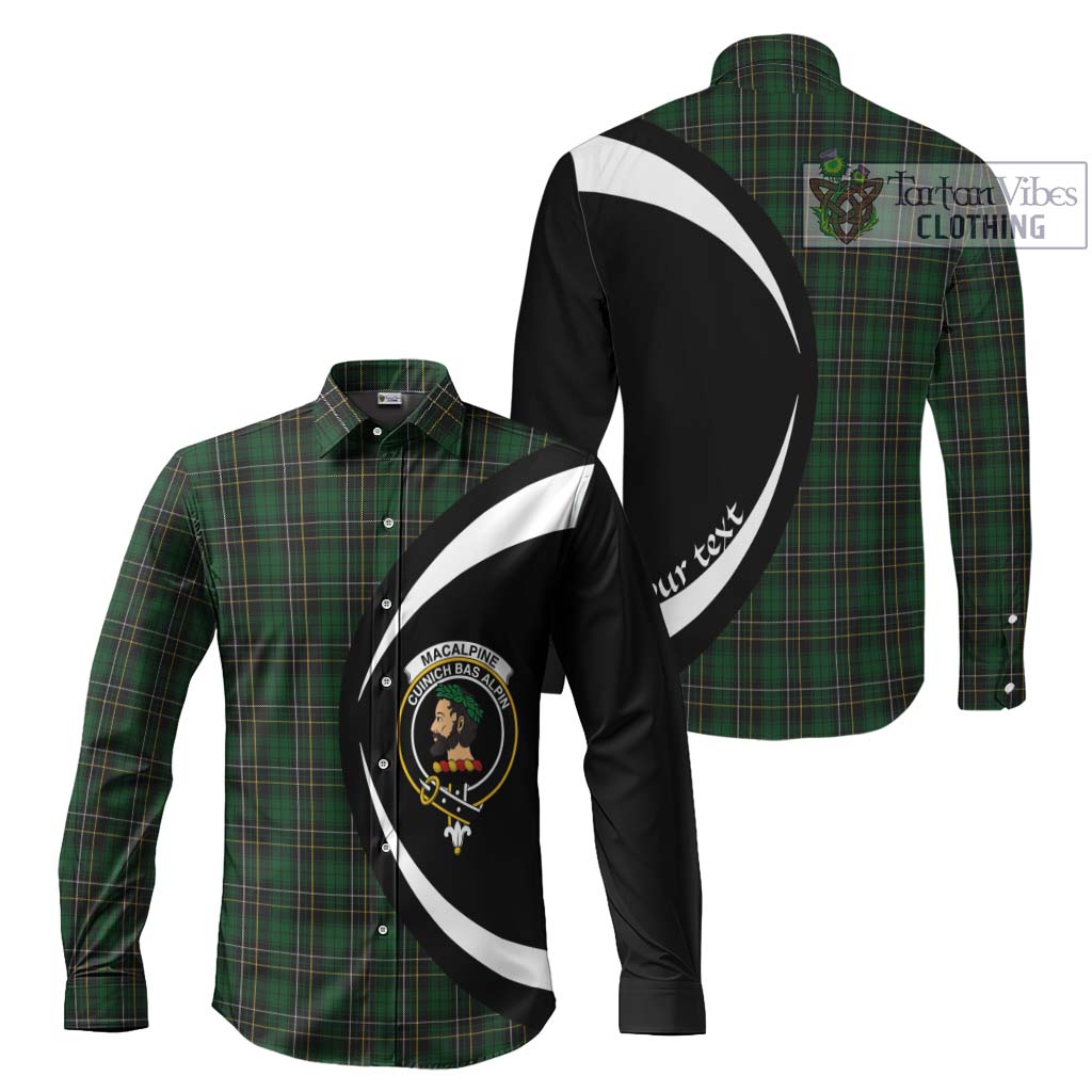 MacAlpine Tartan Long Sleeve Button Up with Family Crest Circle Style Men's Shirt S - Tartan Vibes Clothing