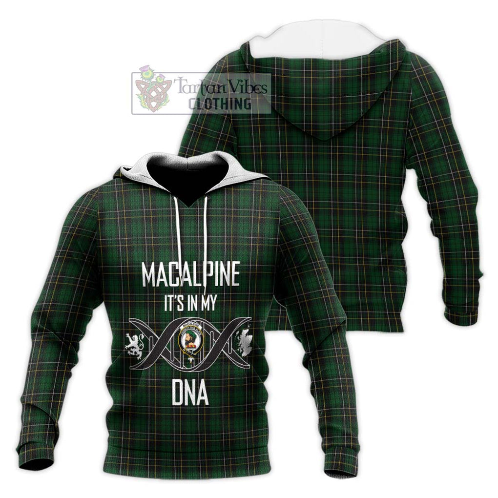 MacAlpine Tartan Knitted Hoodie with Family Crest DNA In Me Style Unisex Knitted Pullover Hoodie - Tartanvibesclothing Shop