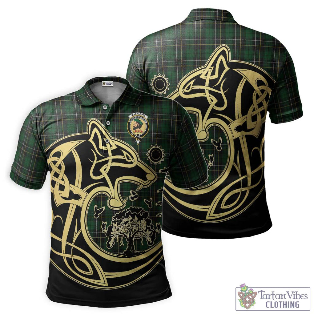 MacAlpine Tartan Polo Shirt with Family Crest Celtic Wolf Style Kid - Tartan Vibes Clothing