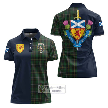 MacAlpine Tartan Women's Polo Shirt Alba with Scottish Lion Royal Arm Half Style