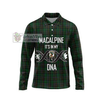 MacAlpine Tartan Long Sleeve Polo Shirt with Family Crest DNA In Me Style Unisex - Tartanvibesclothing Shop