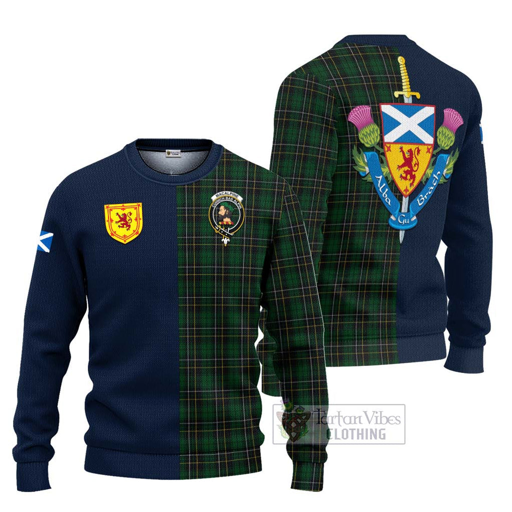 MacAlpine Tartan Ugly Sweater Alba with Scottish Lion Royal Arm Half Style Unisex - Tartan Vibes Clothing