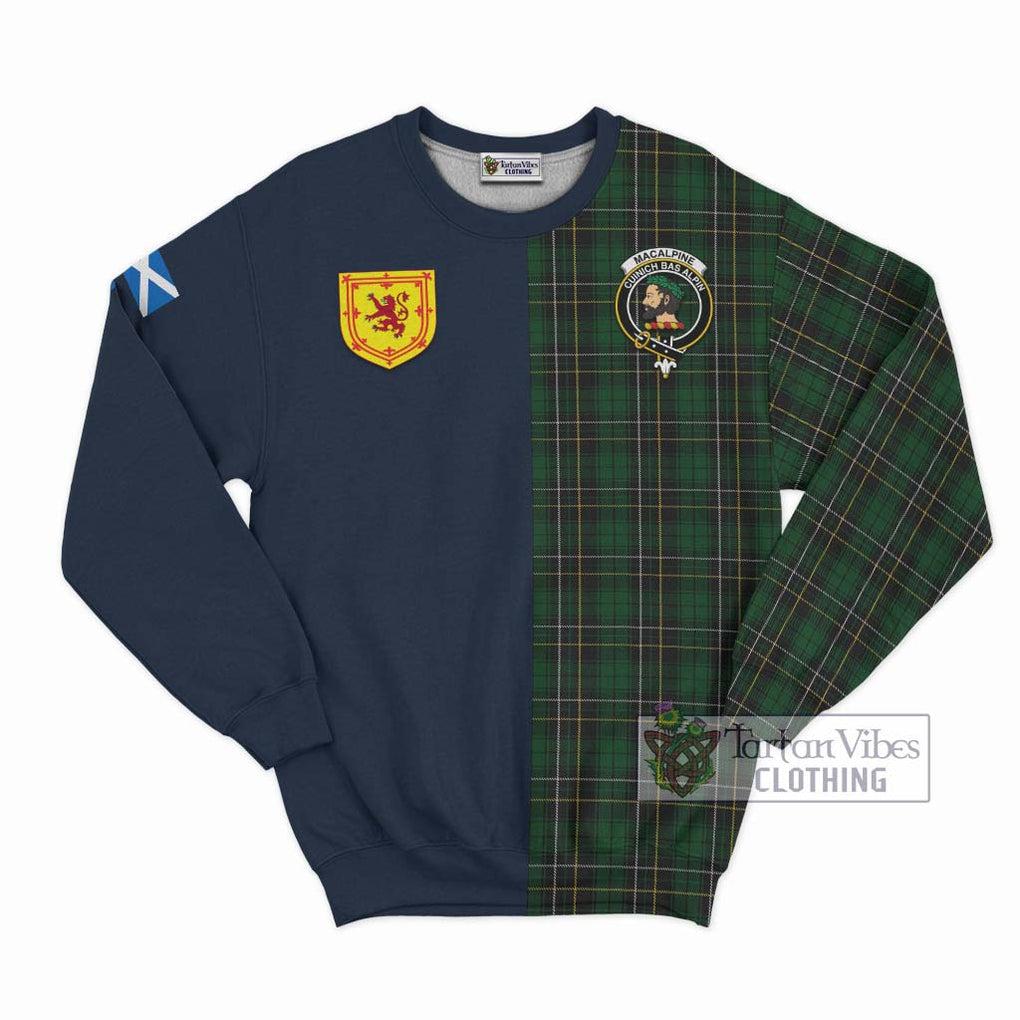 MacAlpine Tartan Sweatshirt Alba with Scottish Lion Royal Arm Half Style Unisex - Tartan Vibes Clothing