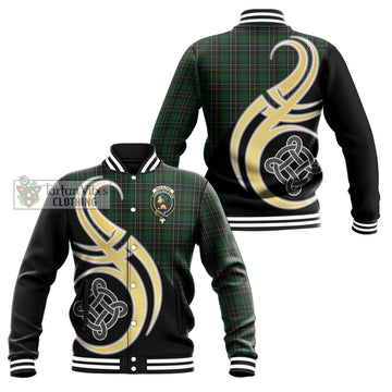 MacAlpine Tartan Baseball Jacket with Family Crest and Celtic Symbol Style Unisex - Tartan Vibes Clothing