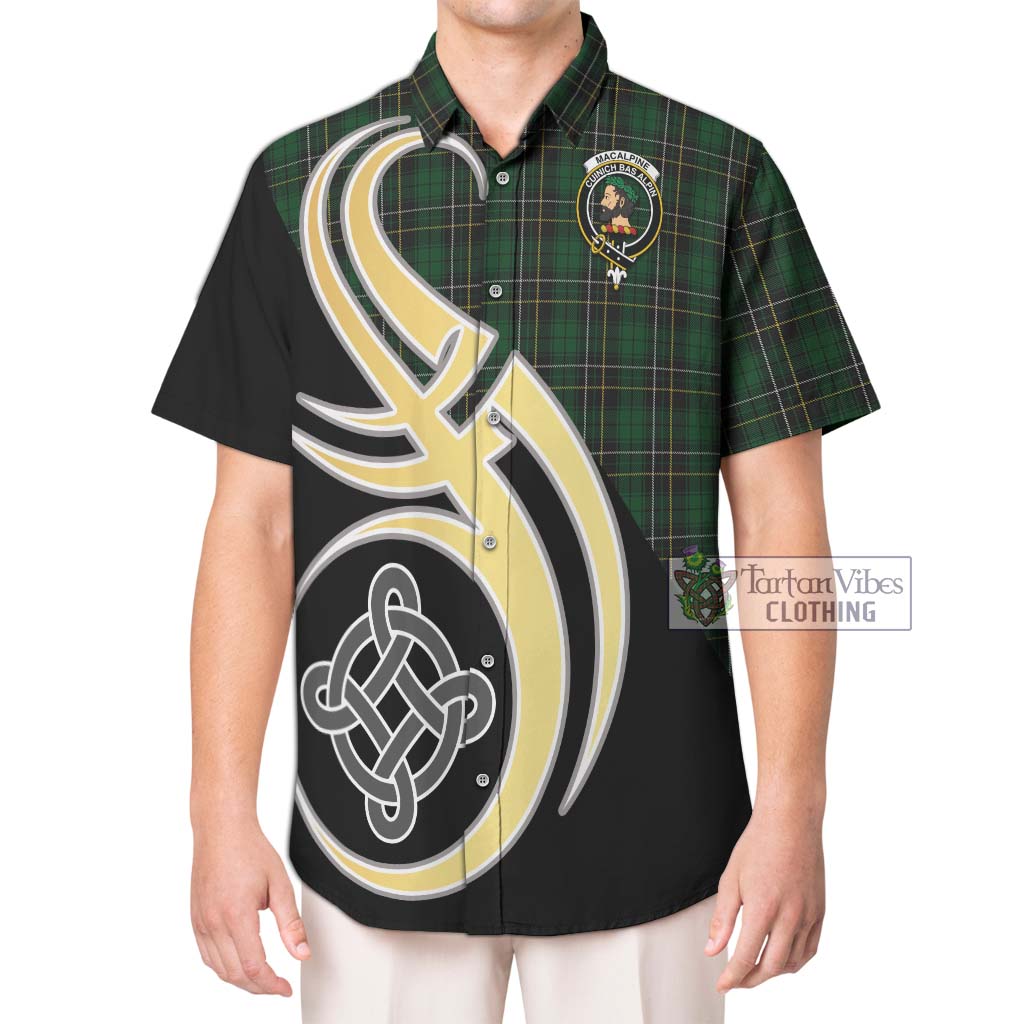 MacAlpine Tartan Short Sleeve Button Shirt with Family Crest and Celtic Symbol Style Kid - Tartan Vibes Clothing