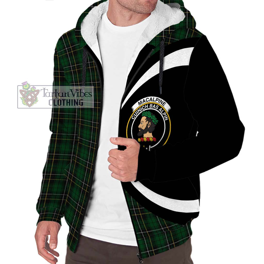 MacAlpine Tartan Sherpa Hoodie with Family Crest Circle Style Unisex S - Tartan Vibes Clothing