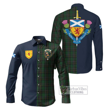Tartan Vibes Clothing MacAlpine Tartan Long Sleeve Button Shirt with Scottish Lion Royal Arm Half Style