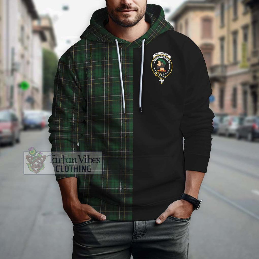 MacAlpine Tartan Hoodie with Family Crest and Half Of Me Style Zip Hoodie - Tartanvibesclothing Shop