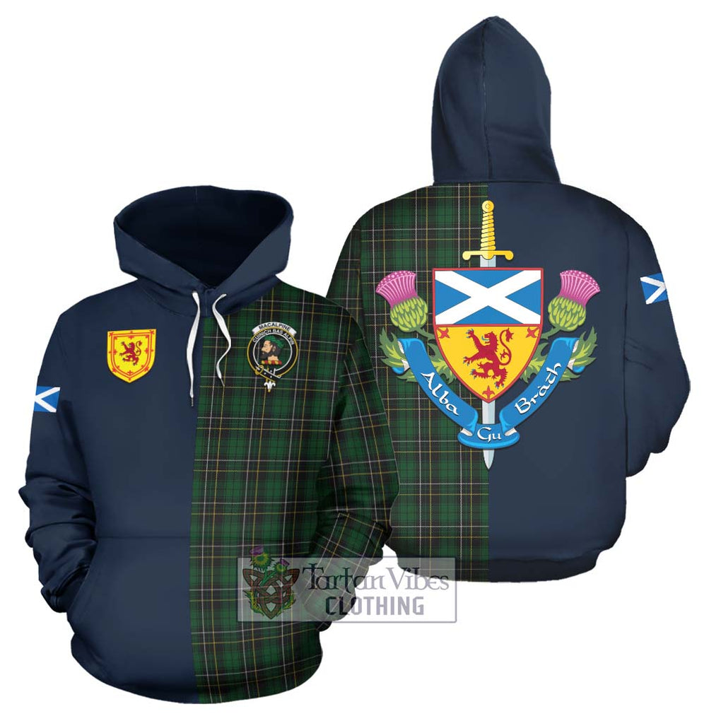 Tartan Vibes Clothing MacAlpine Tartan Hoodie with Scottish Lion Royal Arm Half Style