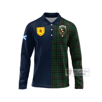 Tartan Vibes Clothing MacAlpine Tartan Long Sleeve Polo Shirt with Scottish Lion Royal Arm Half Style