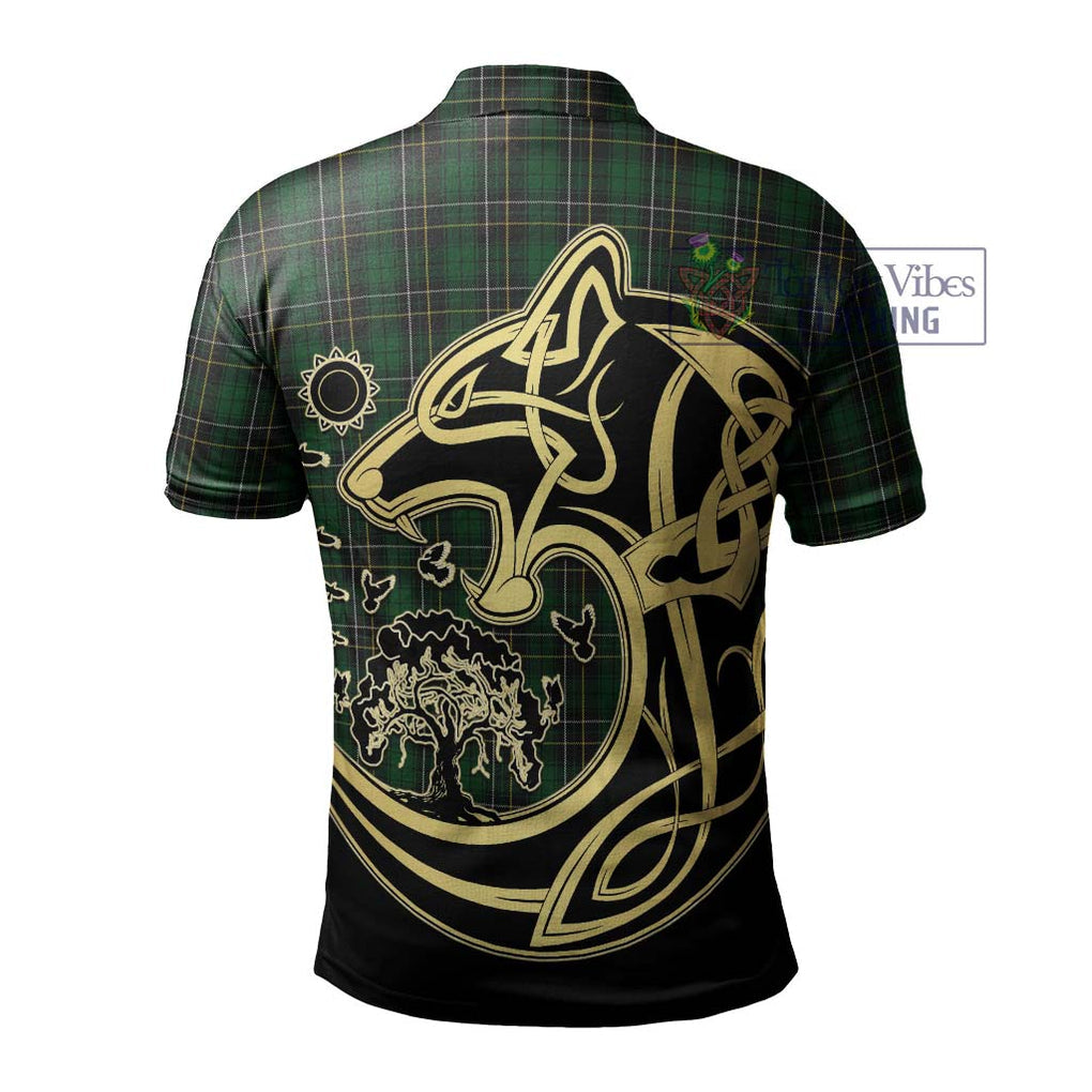 MacAlpine Tartan Polo Shirt with Family Crest Celtic Wolf Style - Tartan Vibes Clothing
