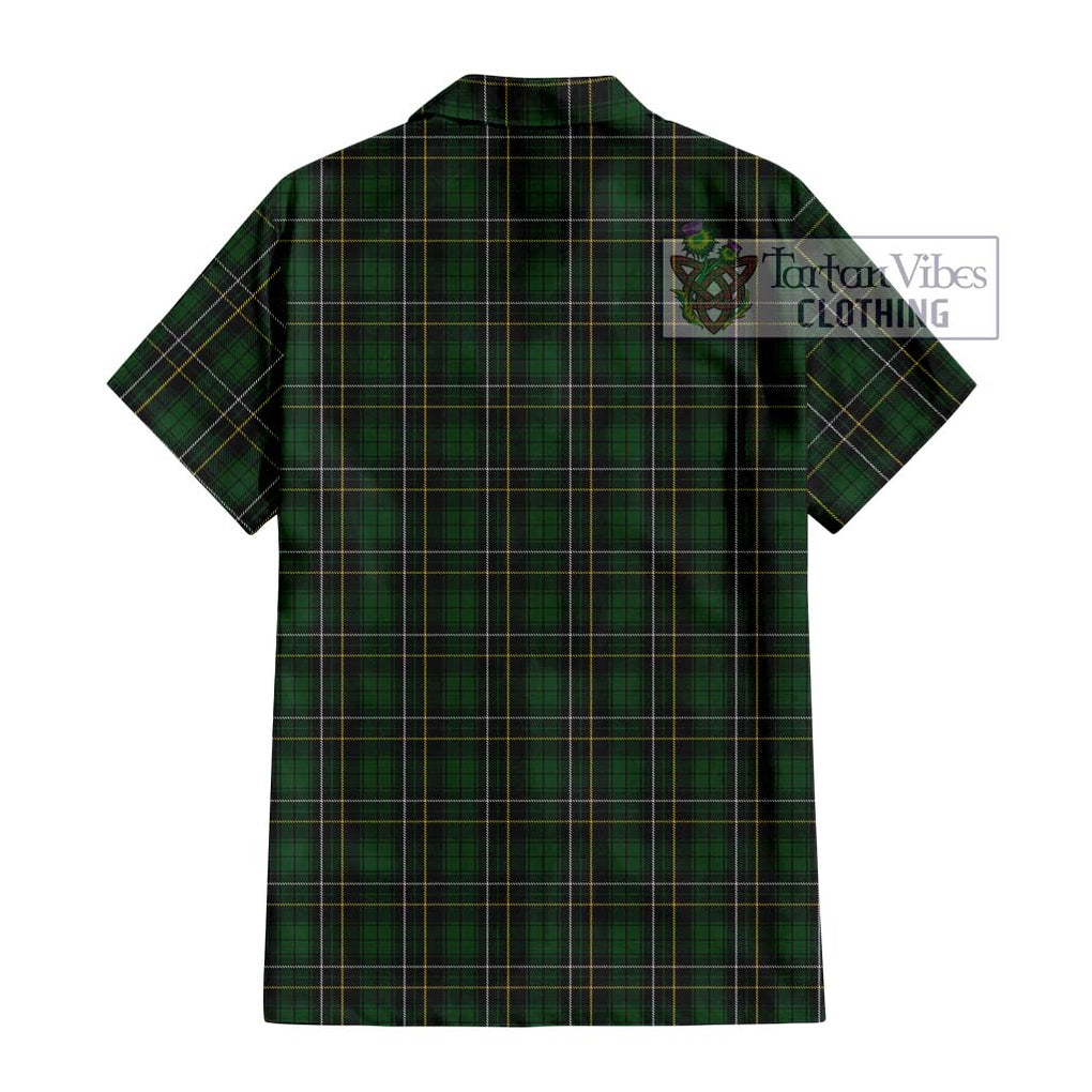 MacAlpine Tartan Short Sleeve Button Shirt with Family Crest DNA In Me Style - Tartanvibesclothing Shop