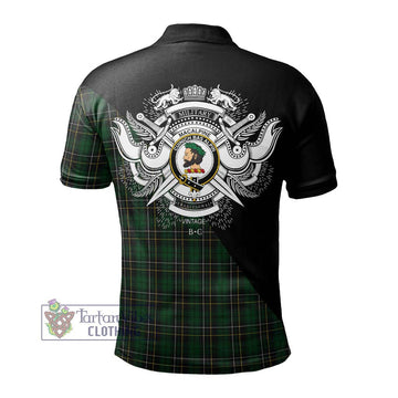 MacAlpine Tartan Polo Shirt with Family Crest and Military Logo Style - Tartan Vibes Clothing