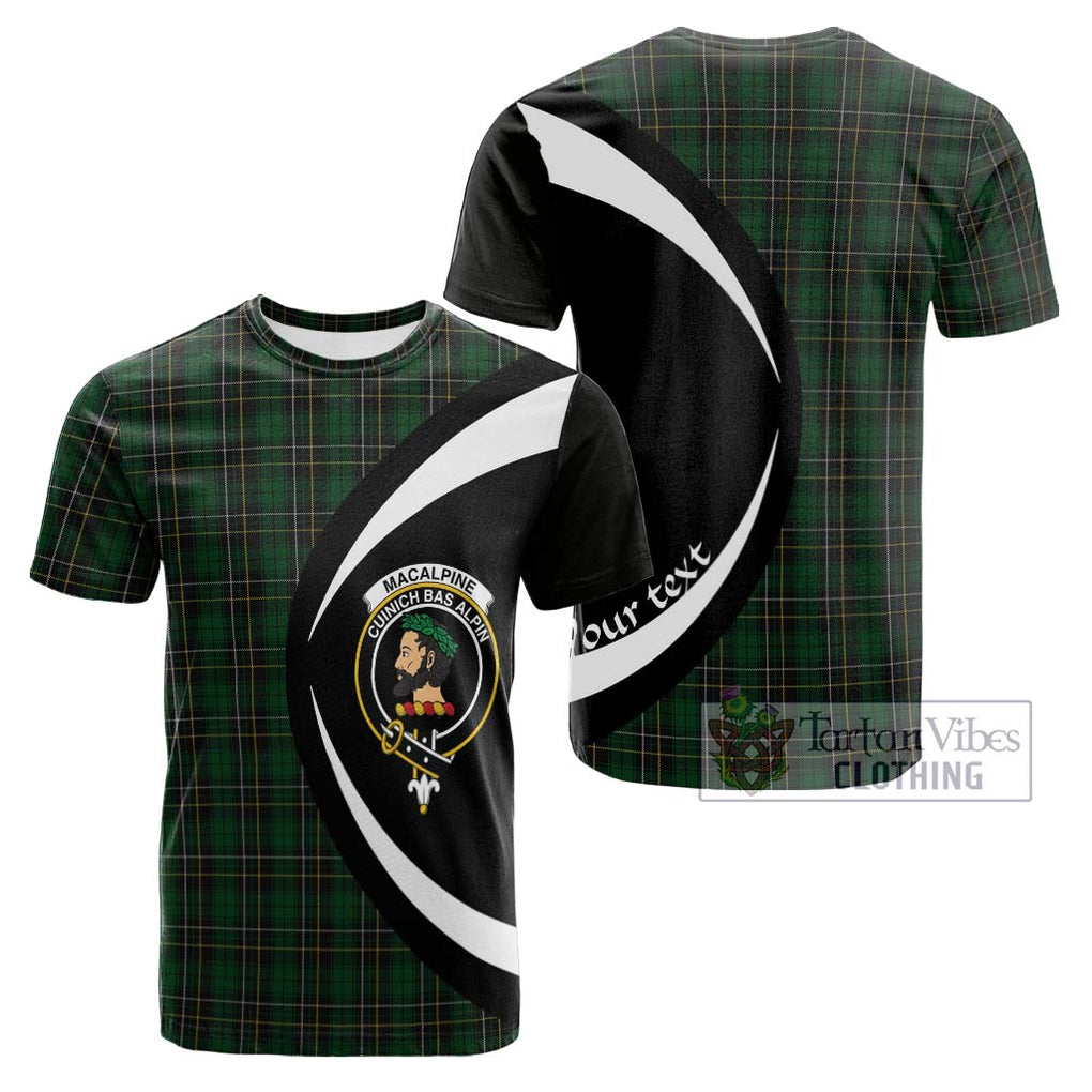 Tartan Vibes Clothing MacAlpine Tartan Cotton T-shirt with Family Crest Circle Style