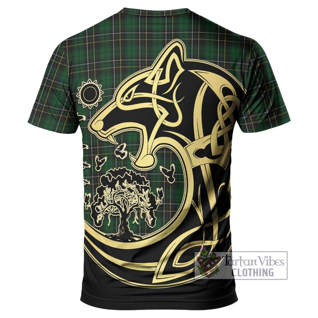 MacAlpine Tartan T-Shirt with Family Crest Celtic Wolf Style - Tartan Vibes Clothing