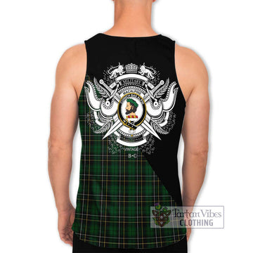 MacAlpine Tartan Men's Tank Top with Family Crest and Military Logo Style - Tartanvibesclothing Shop