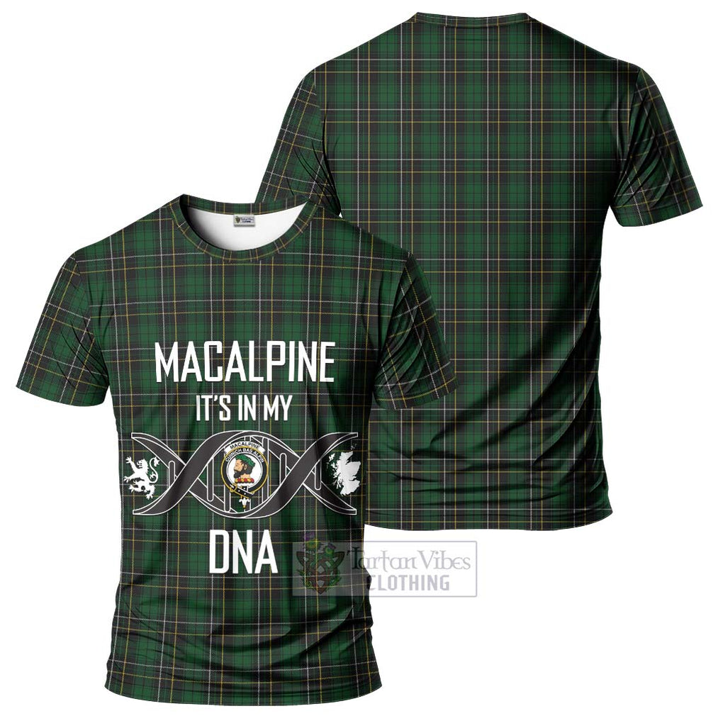 MacAlpine Tartan T-Shirt with Family Crest DNA In Me Style - Tartan Vibes Clothing