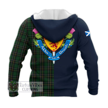 Tartan Vibes Clothing MacAlpine Tartan Knitted Hoodie with Scottish Lion Royal Arm Half Style