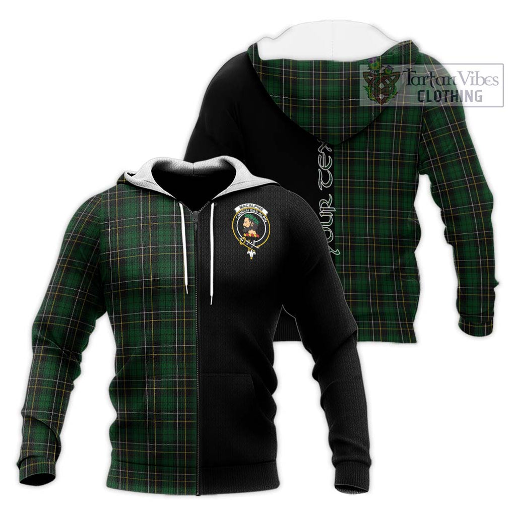 MacAlpine Tartan Knitted Hoodie with Family Crest and Half Of Me Style Unisex Knitted Zip Hoodie - Tartanvibesclothing Shop