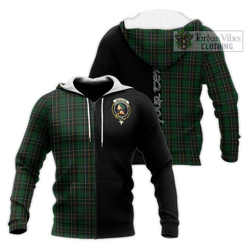 MacAlpine Tartan Knitted Hoodie with Family Crest and Half Of Me Style Unisex Knitted Zip Hoodie - Tartanvibesclothing Shop