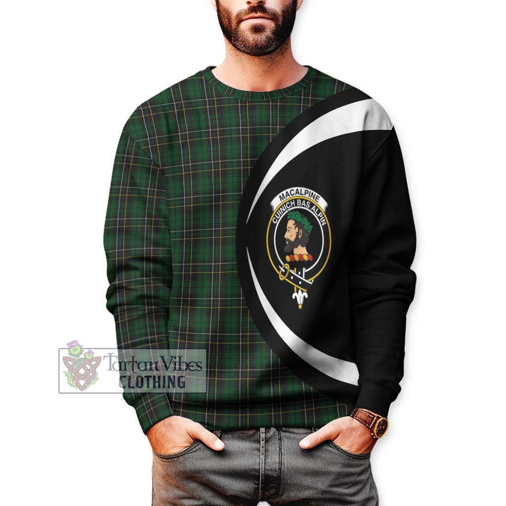 MacAlpine Tartan Sweatshirt with Family Crest Circle Style - Tartan Vibes Clothing