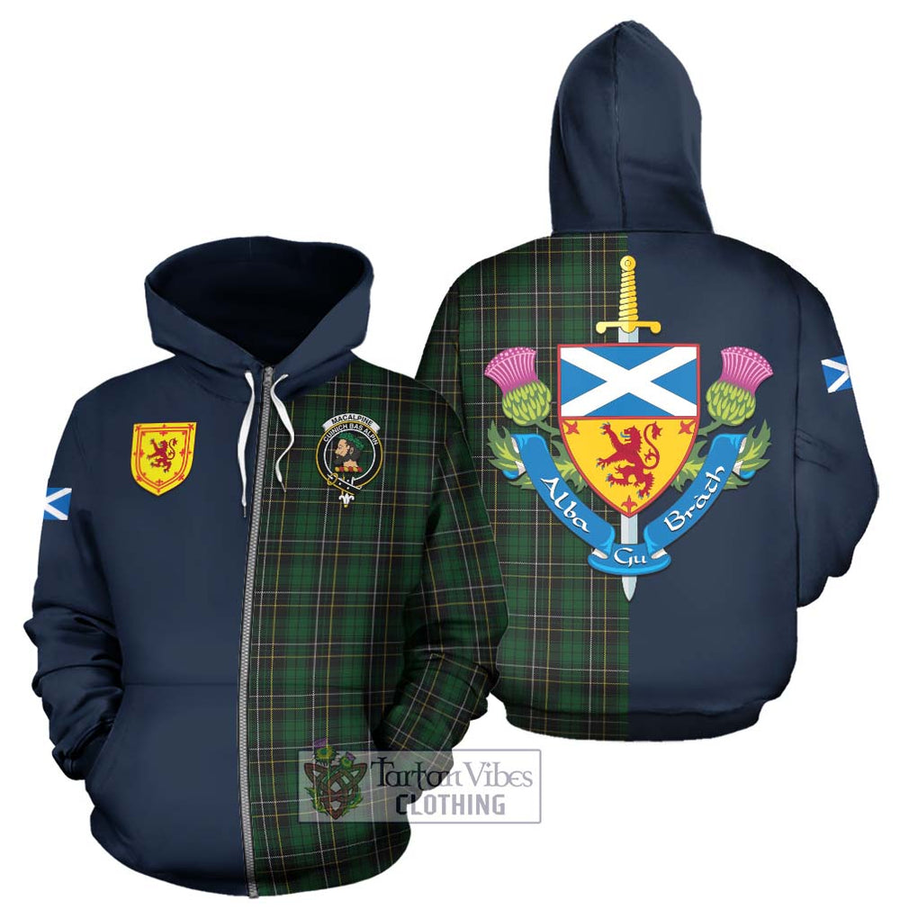 Tartan Vibes Clothing MacAlpine Tartan Hoodie with Scottish Lion Royal Arm Half Style