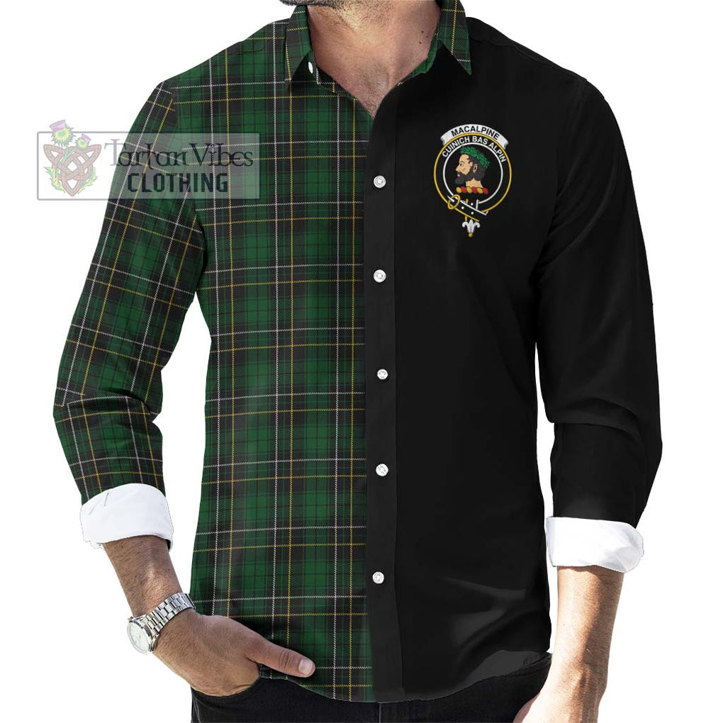 MacAlpine Tartan Long Sleeve Button Shirt with Family Crest and Half Of Me Style - Tartanvibesclothing Shop