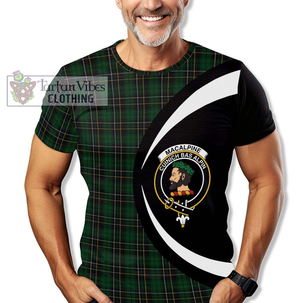 MacAlpine Tartan T-Shirt with Family Crest Circle Style - Tartan Vibes Clothing