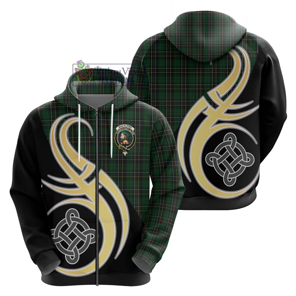 MacAlpine Tartan Hoodie with Family Crest and Celtic Symbol Style - Tartan Vibes Clothing
