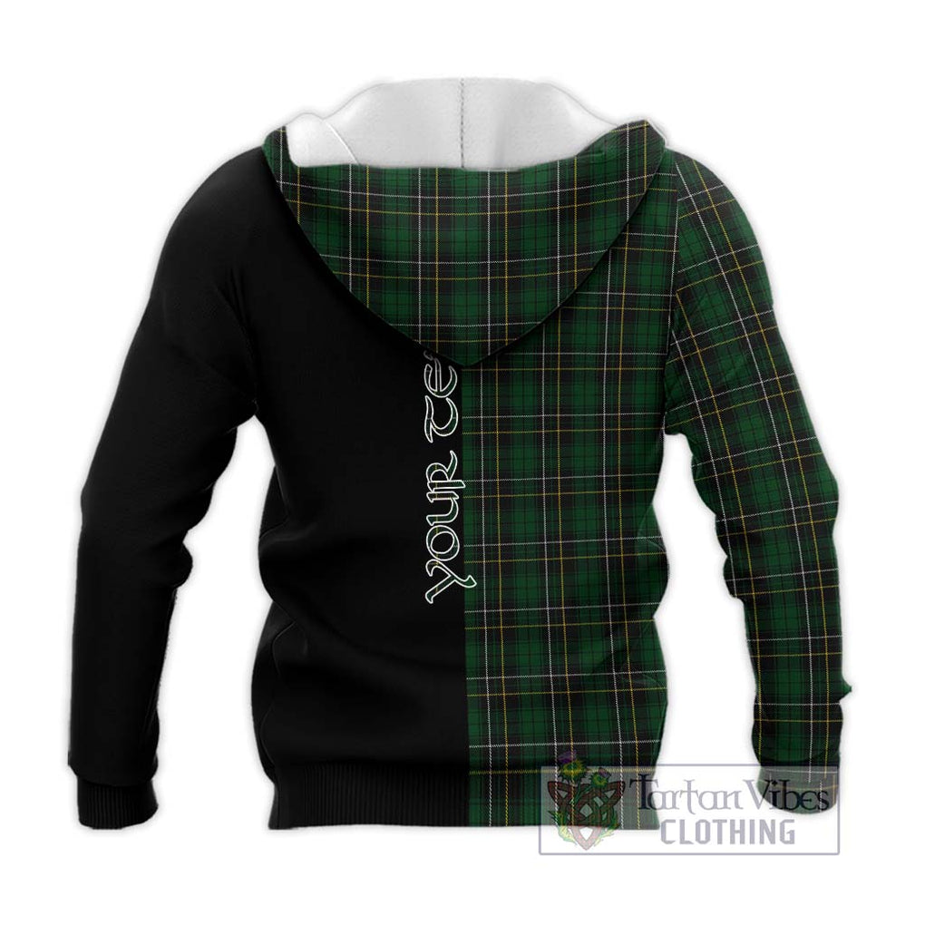 MacAlpine Tartan Knitted Hoodie with Family Crest and Half Of Me Style - Tartanvibesclothing Shop