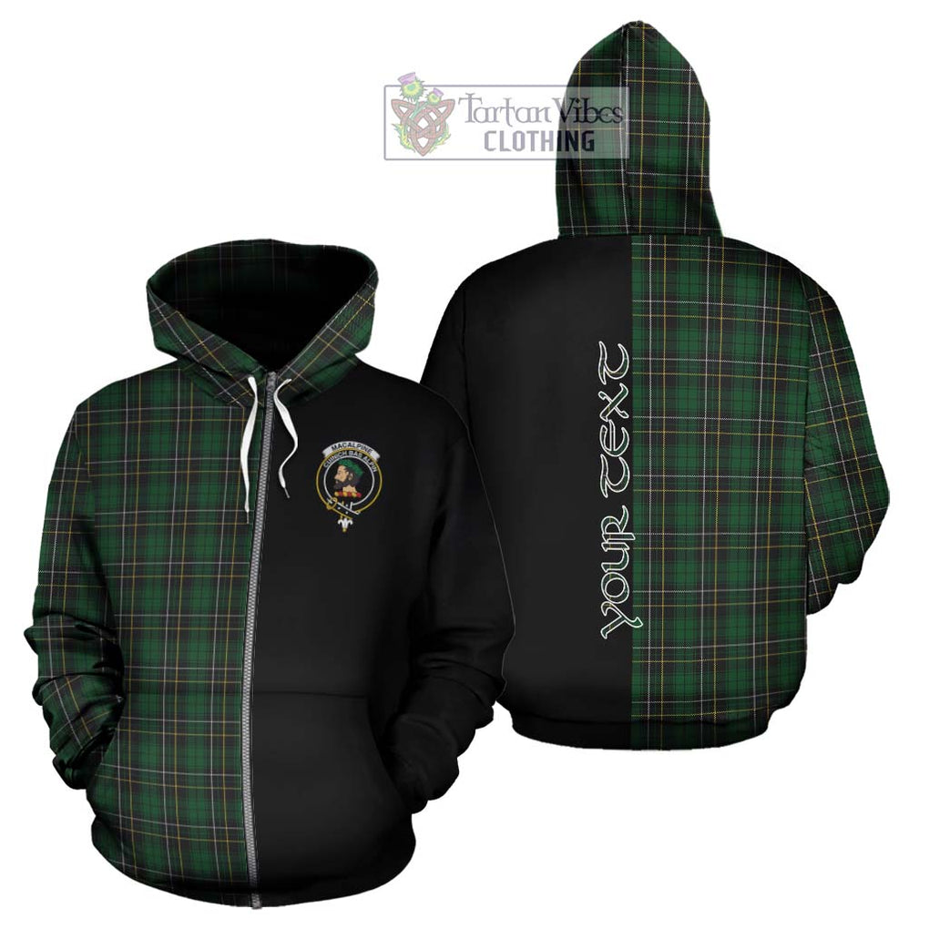 MacAlpine Tartan Hoodie with Family Crest and Half Of Me Style - Tartanvibesclothing Shop