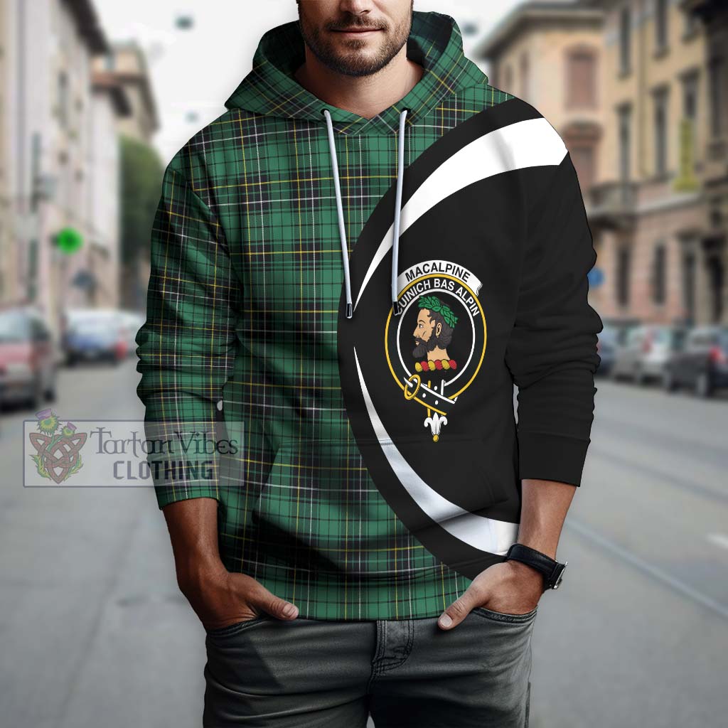 MacAlpine Ancient Tartan Hoodie with Family Crest Circle Style Zip Hoodie - Tartan Vibes Clothing