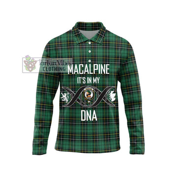 MacAlpine Ancient Tartan Long Sleeve Polo Shirt with Family Crest DNA In Me Style Unisex - Tartan Vibes Clothing