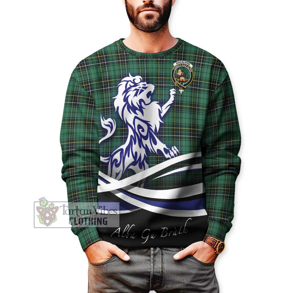 MacAlpine Ancient Tartan Sweatshirt with Alba Gu Brath Regal Lion Emblem Unisex - Tartan Vibes Clothing