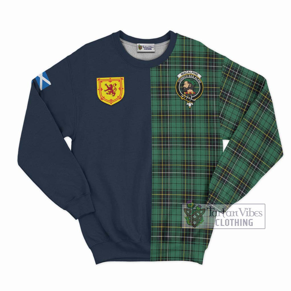 MacAlpine Ancient Tartan Sweatshirt Alba with Scottish Lion Royal Arm Half Style Unisex - Tartan Vibes Clothing