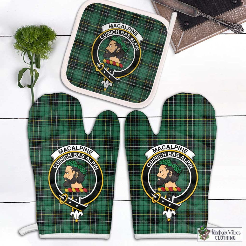 MacAlpine Ancient Tartan Combo Oven Mitt & Pot-Holder with Family Crest White - Tartan Vibes Clothing