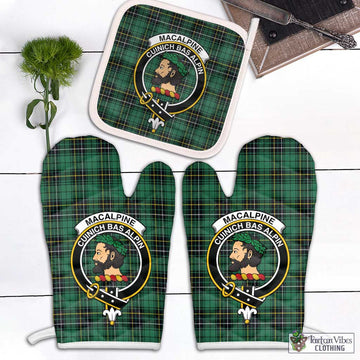 MacAlpine Ancient Tartan Combo Oven Mitt & Pot-Holder with Family Crest White - Tartan Vibes Clothing