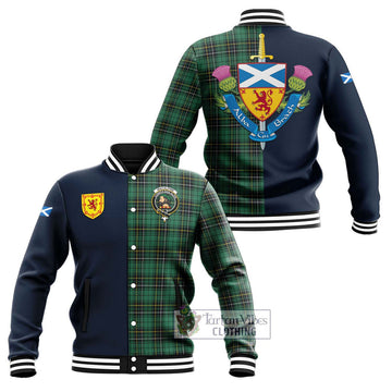 MacAlpine Ancient Tartan Baseball Jacket Alba with Scottish Lion Royal Arm Half Style Unisex - Tartan Vibes Clothing