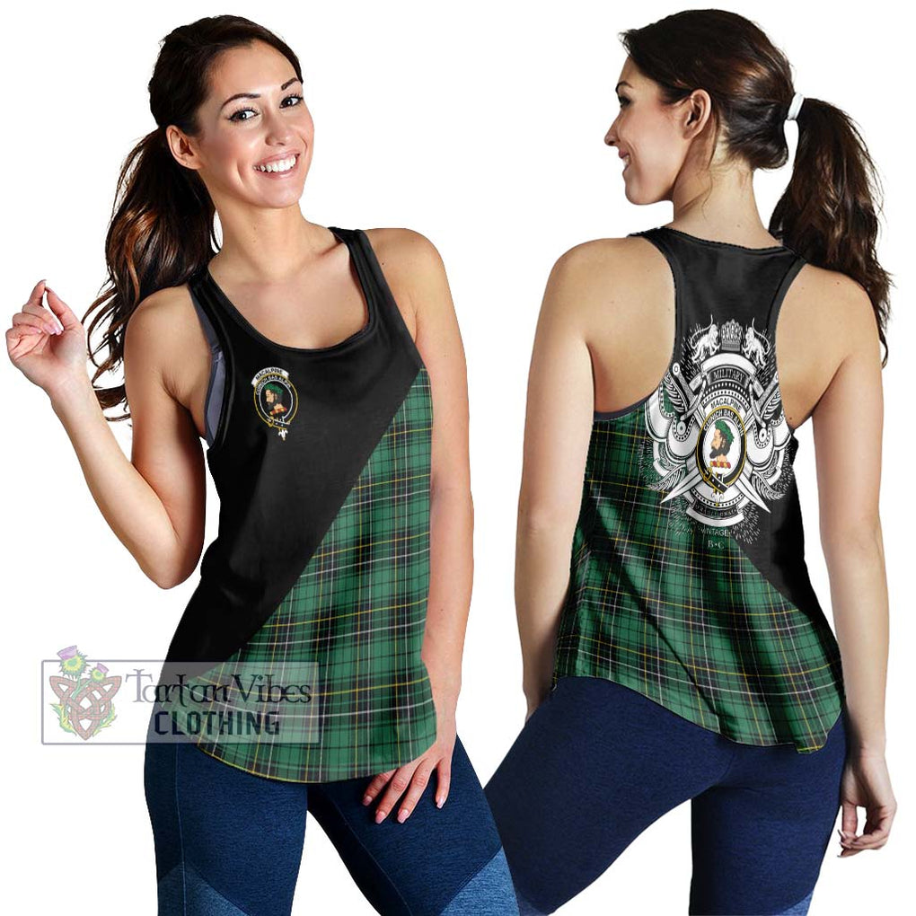MacAlpine Ancient Tartan Women's Racerback Tanks with Family Crest and Military Logo Style 4XL - Tartan Vibes Clothing