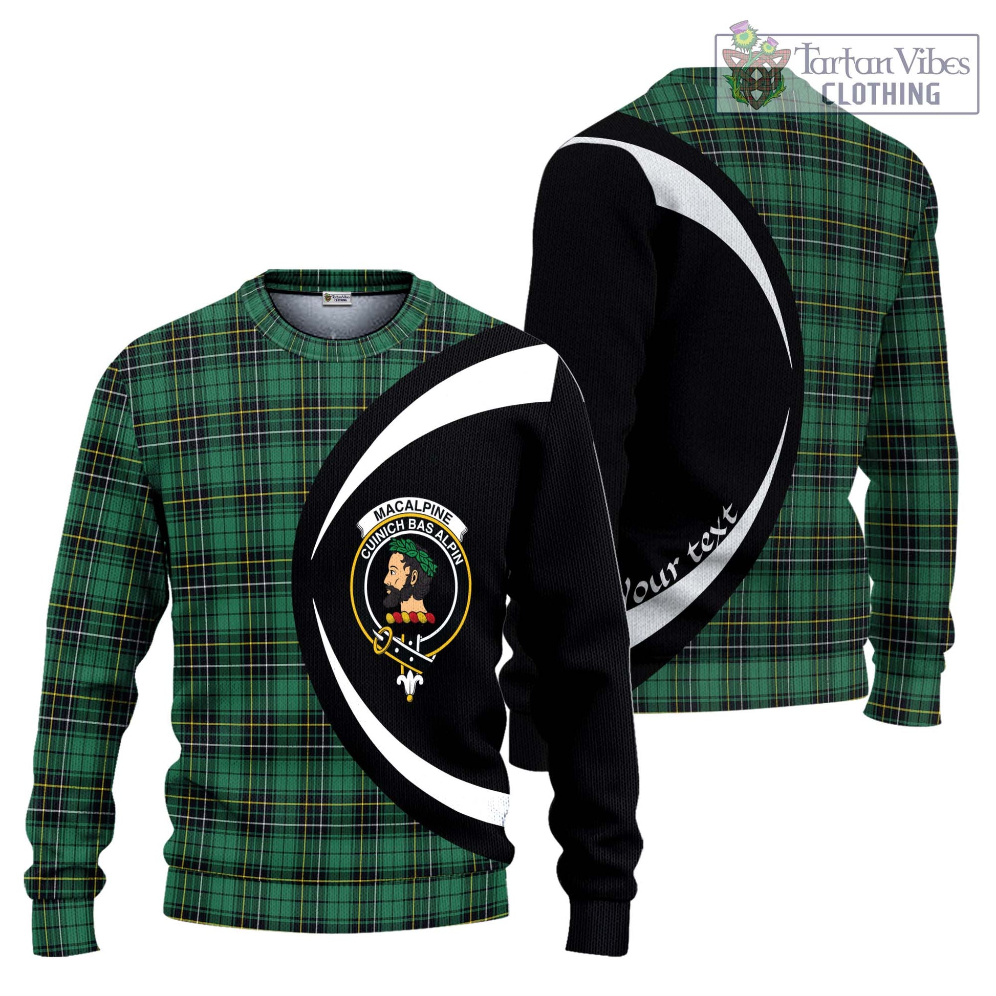 MacAlpine Ancient Tartan Ugly Sweater with Family Crest Circle Style Unisex - Tartan Vibes Clothing