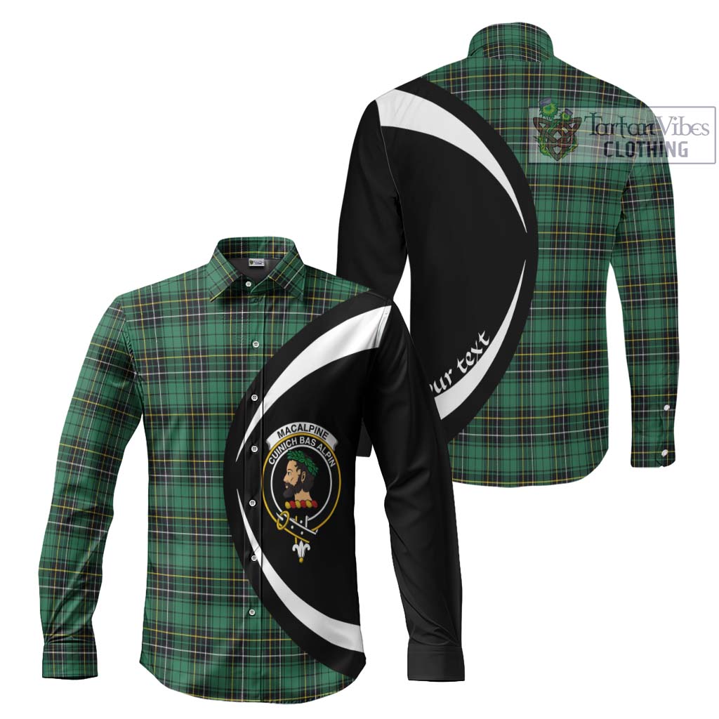 MacAlpine Ancient Tartan Long Sleeve Button Up with Family Crest Circle Style Men's Shirt S - Tartan Vibes Clothing