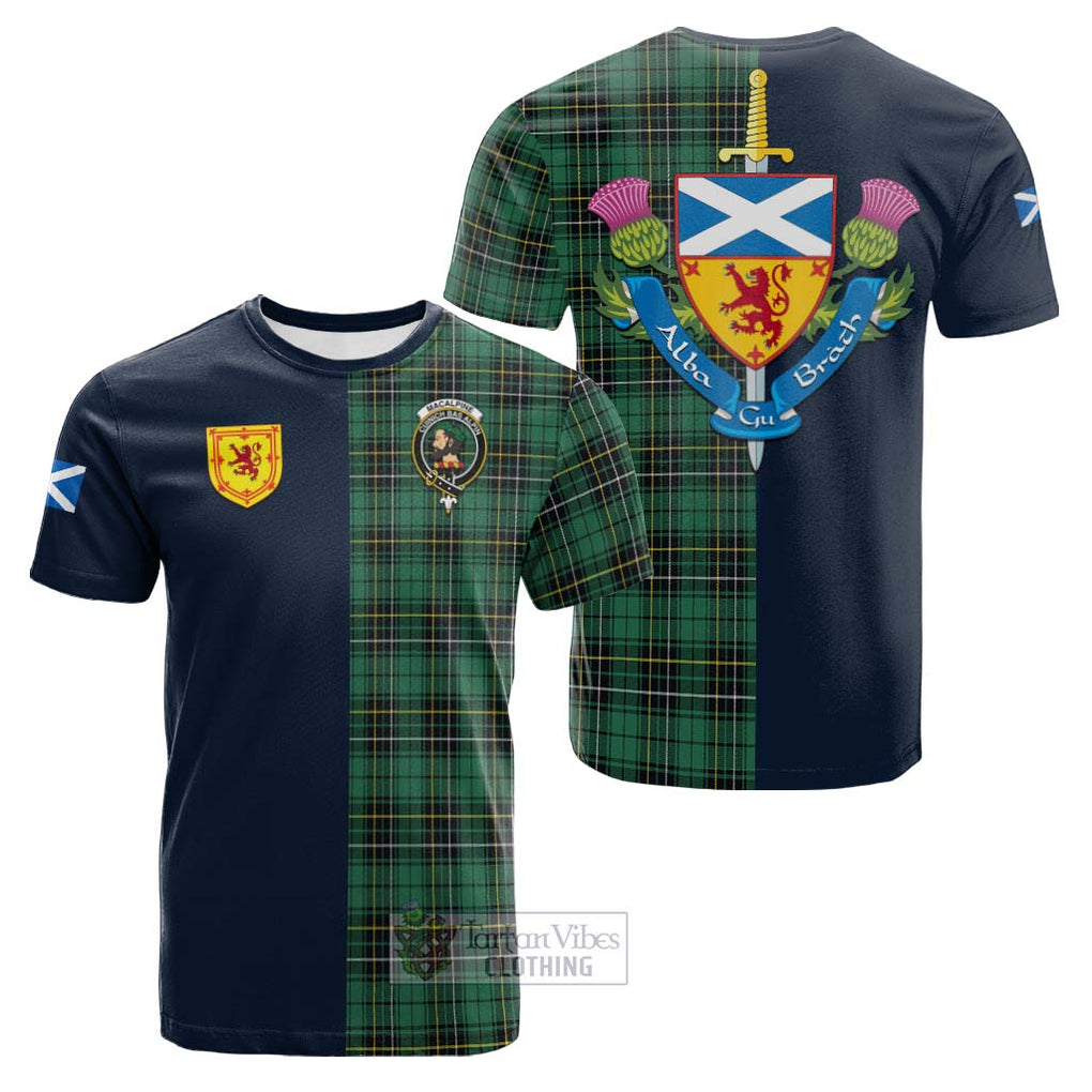 MacAlpine Ancient Tartan Cotton T-shirt Alba with Scottish Lion Royal Arm Half Style Kid's Shirt - Tartan Vibes Clothing