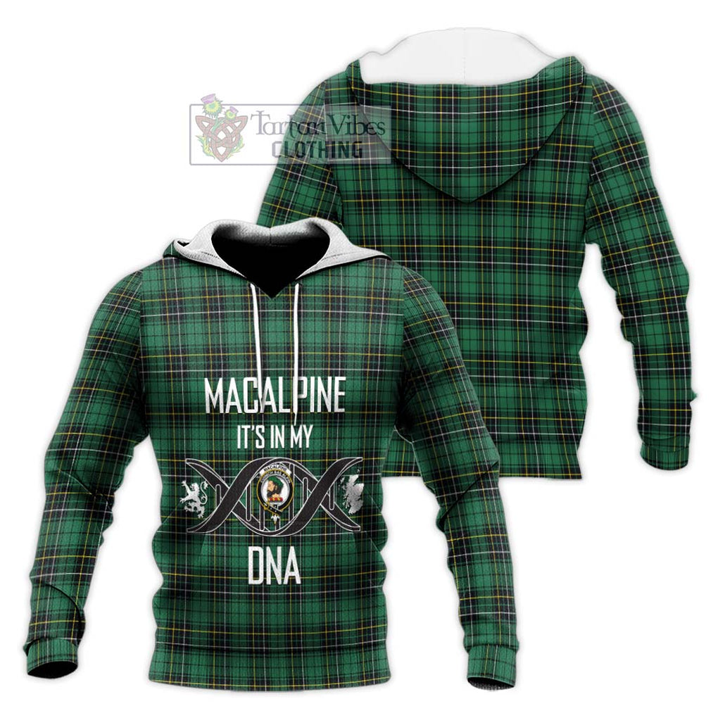MacAlpine Ancient Tartan Knitted Hoodie with Family Crest DNA In Me Style Unisex Knitted Pullover Hoodie - Tartan Vibes Clothing