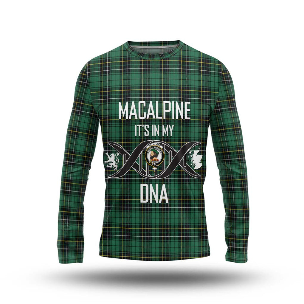 MacAlpine Ancient Tartan Long Sleeve T-Shirt with Family Crest DNA In Me Style Unisex - Tartan Vibes Clothing