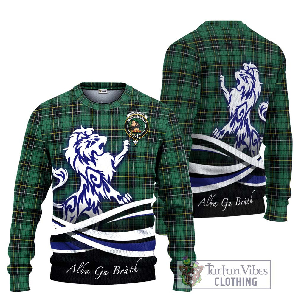 MacAlpine Ancient Tartan Ugly Sweater with Alba Gu Brath Regal Lion Emblem Unisex - Tartan Vibes Clothing