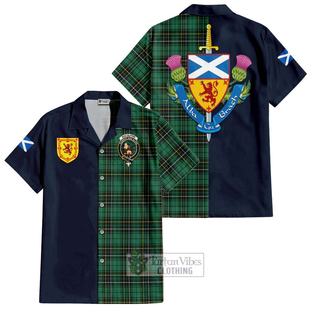 MacAlpine Ancient Tartan Hawaiian Shirt Alba with Scottish Lion Royal Arm Half Style Kid - Tartan Vibes Clothing