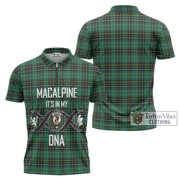 MacAlpine Ancient Tartan Zipper Polo Shirt with Family Crest DNA In Me Style Unisex - Tartan Vibes Clothing
