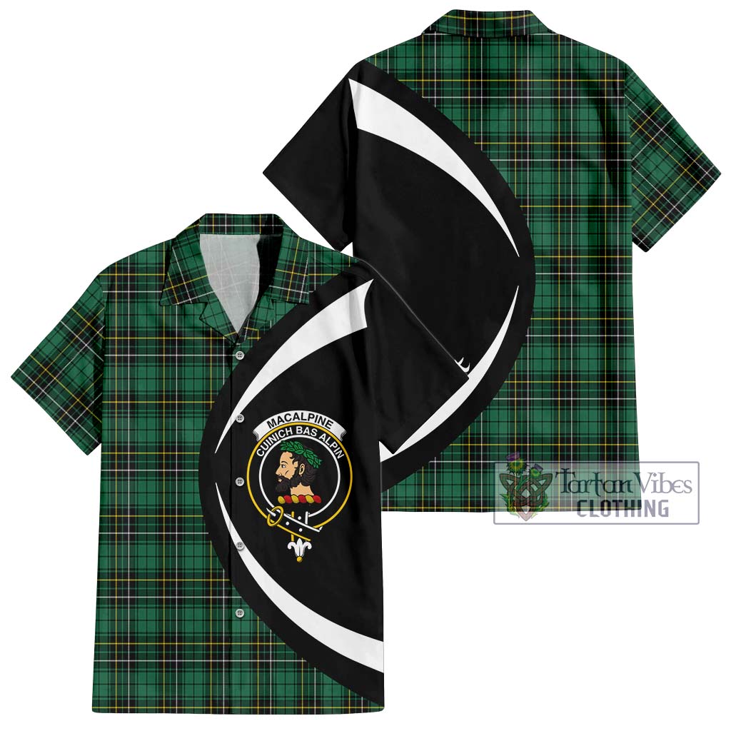 MacAlpine Ancient Tartan Hawaiian Shirt with Family Crest Circle Style Kid - Tartan Vibes Clothing